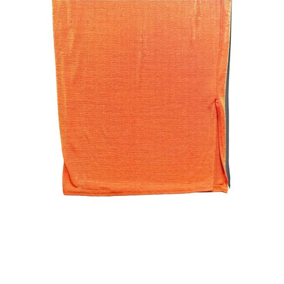 Nasty Gal Women’s Small 6 Orange Terry High Waist Midi Skirt | Split Hem Bodycon - Picture 5 of 7